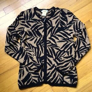 Talbots camel & black zip cardigan. Size M